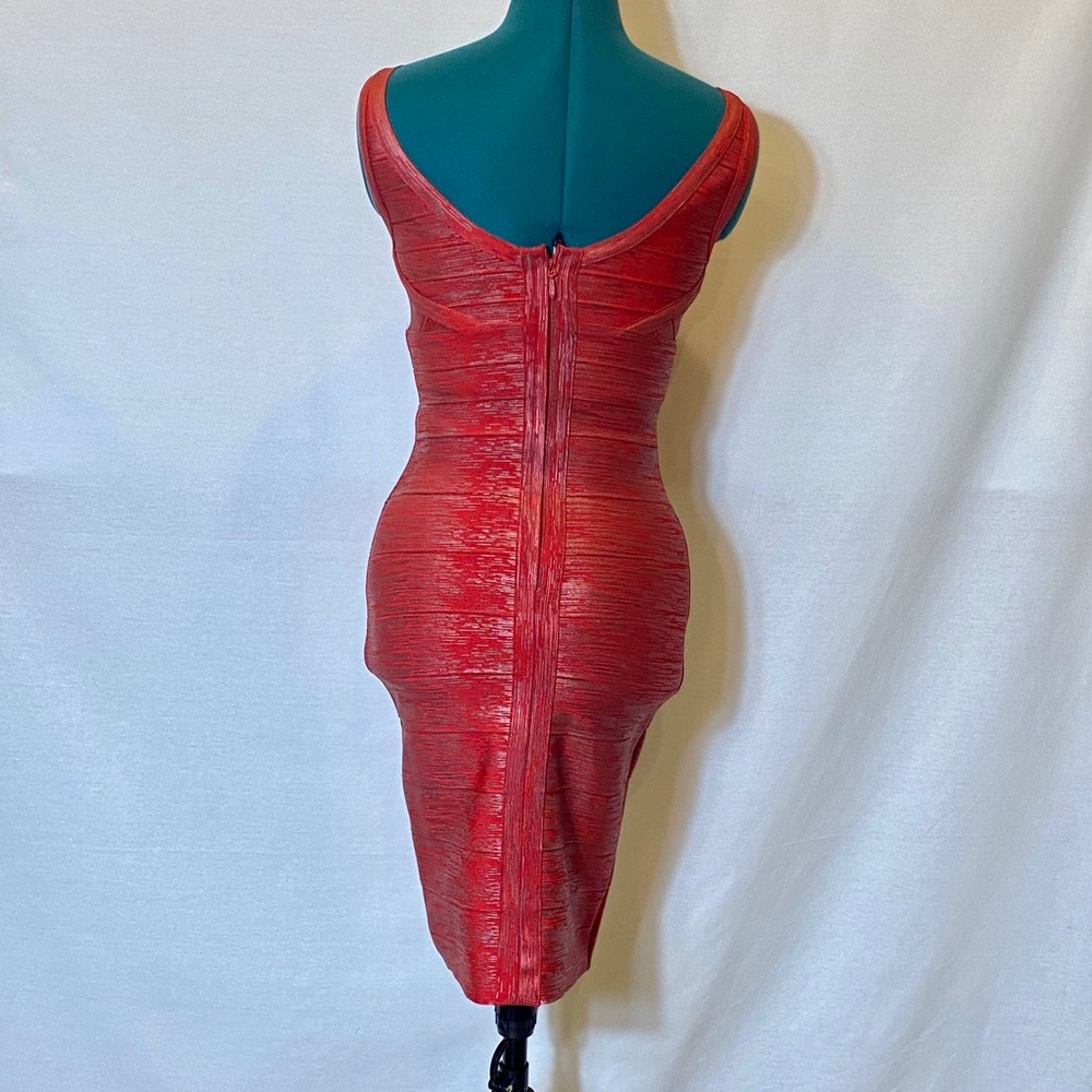Bandage body red metallic foil mini dress size S, HL like - Picture 4 of 9